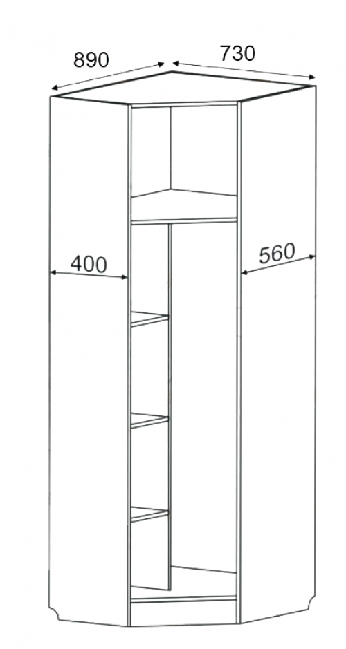 Шкаф угловой однодверный переходной с зеркалом С 244/1 М — изображение 6