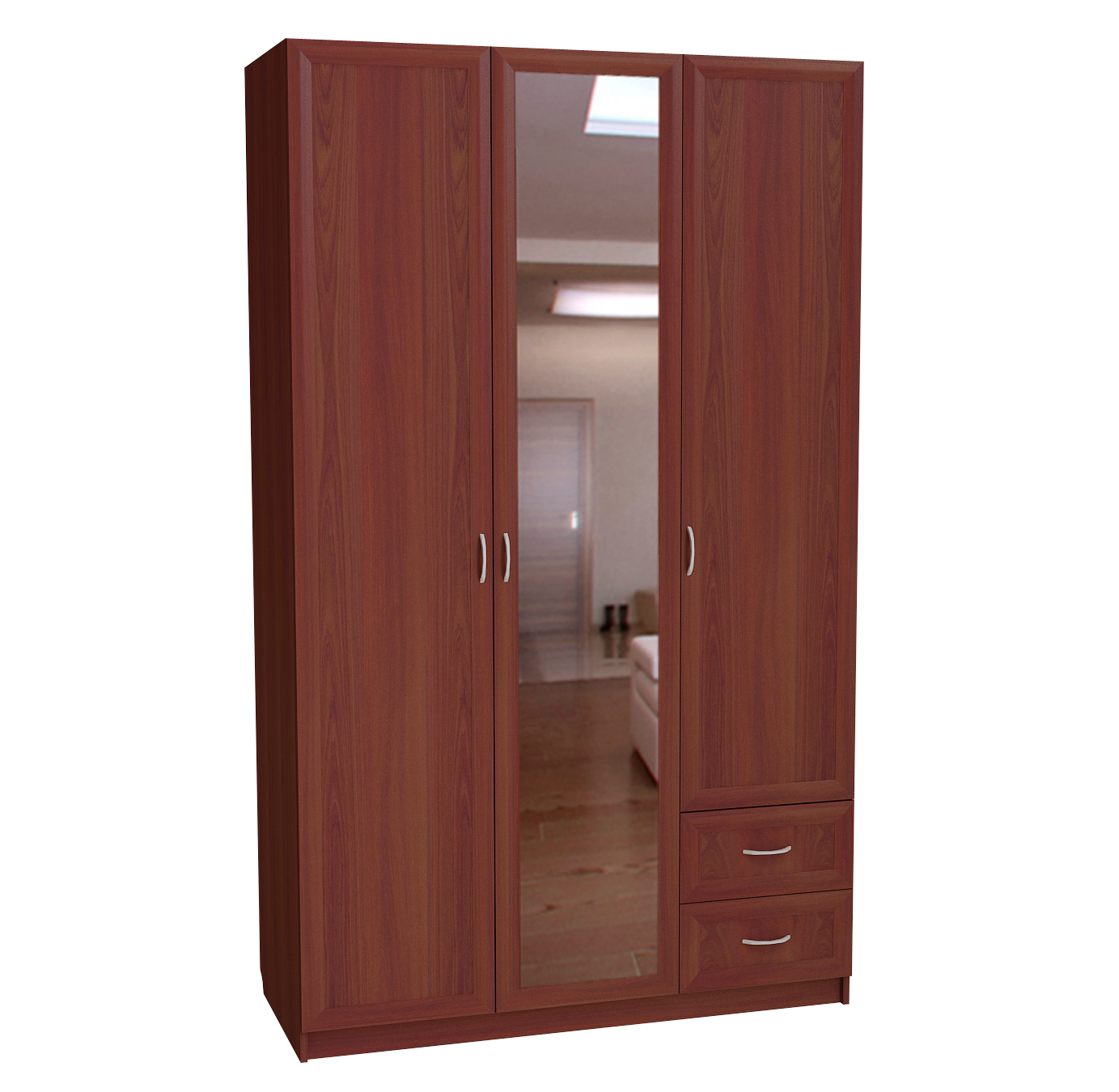 Шкаф 3-х дверный с двумя ящиками с зеркалом С 285/1 М