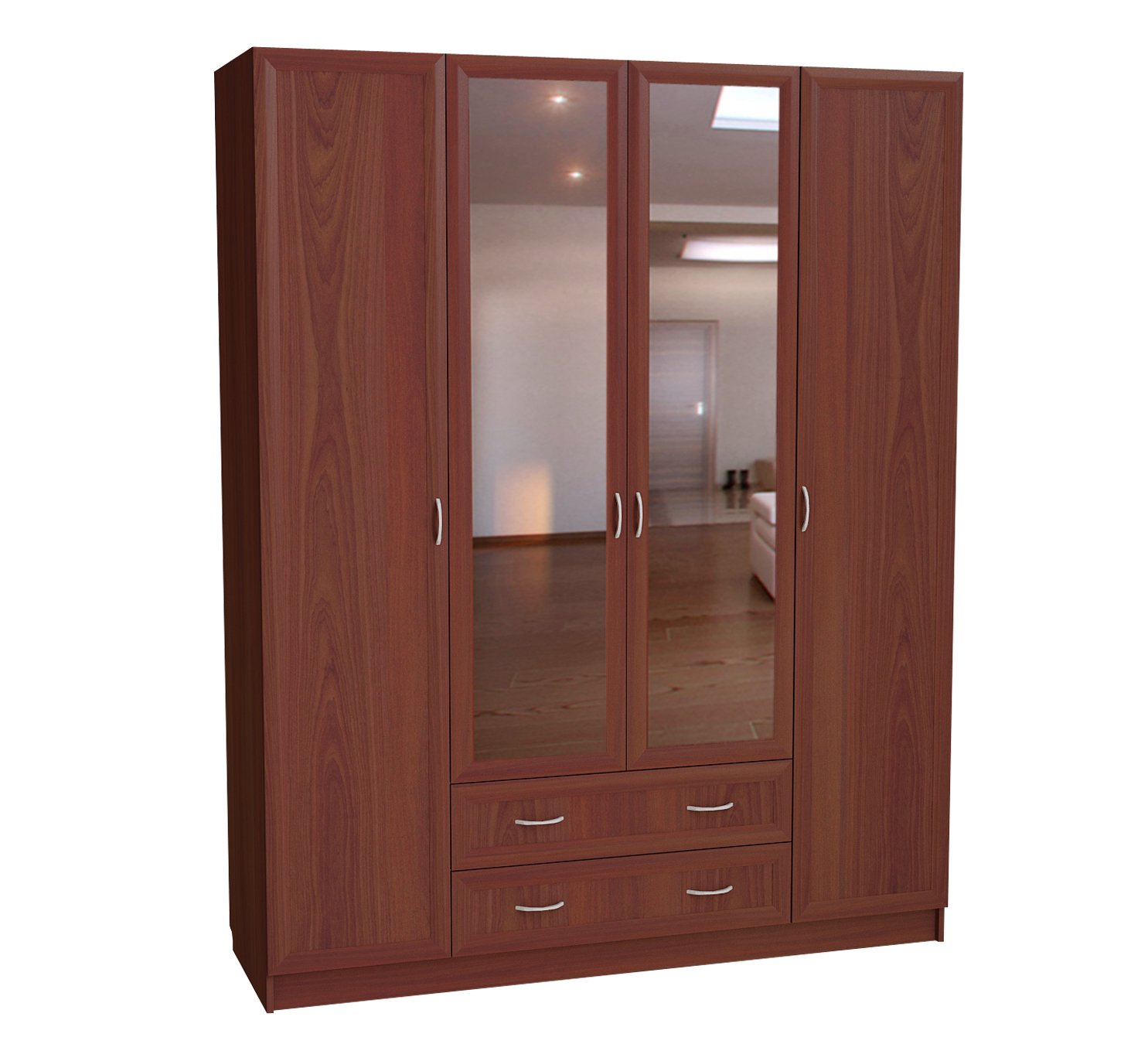 Шкаф четырехдверный с двумя зеркальными дверями С 299/1 М